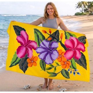 New Deisgn Rayon Sarong Hand Painted Flower Design Handmade In Bali